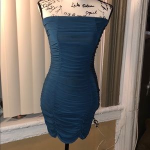 Turquoise strapless dress